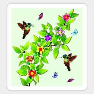 Hummingbirds and Butterflies Sticker